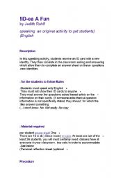English Worksheet: a fun id 