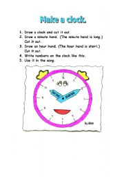 English Worksheet: make a clock