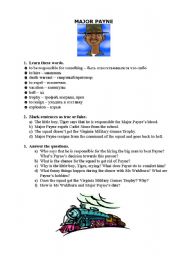 English worksheet: major payne part 4 (from 44 to 1,01 minute)