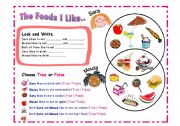 English Worksheet: The Food I like