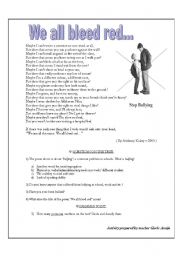 English Worksheet: WE ALL BLEED RED - BULLYING DISCUSSION