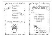 English Worksheet: mothers day card