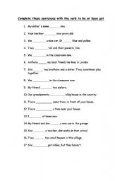 English Worksheet: the verb to be or have got-has got