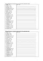 English worksheet: Pronouns