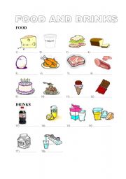 English Worksheet: FOOD AND DRINKS