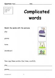 English worksheet: complicated words