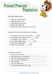 English Worksheet: personal pronouns possessives