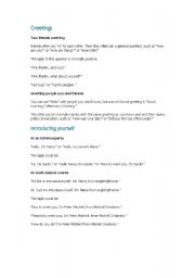 English Worksheet: greetings