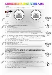 English Worksheet: grammar review on future plans (finished and unfinished actions)