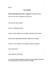 English worksheet: The Sandlot - Movie Viewing Guide Parts 1 & 2