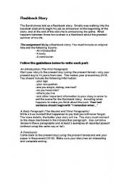 English worksheet: The Sandlot - Flashback Story Assignment