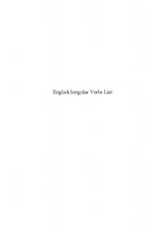 English worksheet: Most comprehensive English irregular verb list
