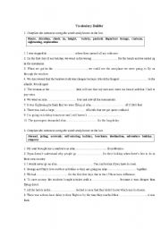 English worksheet: Vocabulary builder (travel)