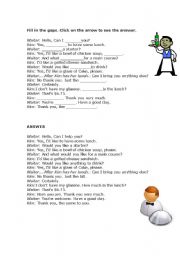 English Worksheet: At the restaurant