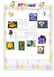English Worksheet: SPRING crossword