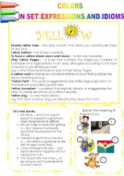 English Worksheet: COLORS IN SET EXPRESSIONS AND IN IDIOMS! (PART 8) YELLOW