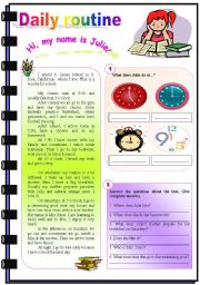 English Worksheet: Daily routine