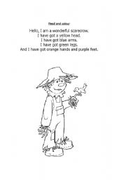 English worksheet: read and colour