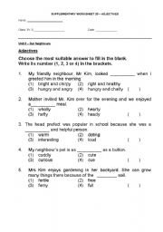 English worksheet: adjectives worksheet 1