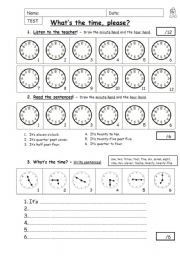 English Worksheet: Time - Test A