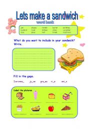 English Worksheet: Lets make a sandwich!