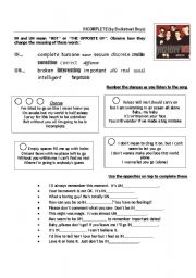 English Worksheet: Song Incomplete (Backstreet Boys)