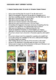 English Worksheet: Discussion about different movies
