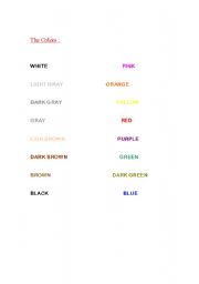 English Worksheet: THE COLORS