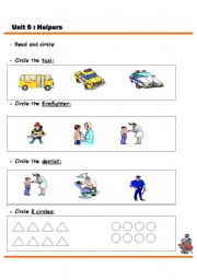 English worksheet: helpers circle 