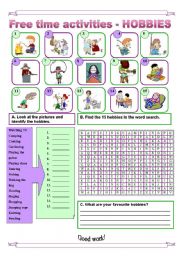 English Worksheet: 15 Free time activities 