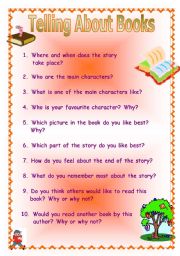 English Worksheet: Telling about books