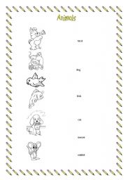 English Worksheet: Matching exercise animals