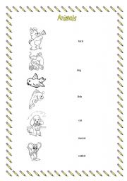 English worksheet: Matching exercise animals