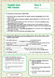 English Worksheet: Mix Tenses Quiz