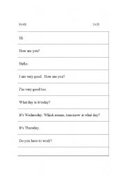 English worksheet: Putting Greetings in Order