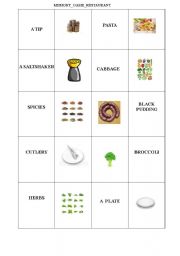 English worksheet: MEMORY GAME - restaurant 