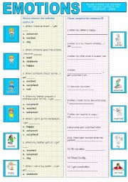 English Worksheet: EMOTIONS :)         :(             :/             (ADJECTIVES)