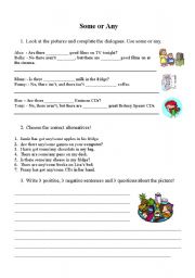 English Worksheet: some or any