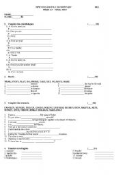 English worksheet: general english test