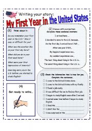 English Worksheet: WRITING Prompt : Writing My Story (Immigration) [2 pages]