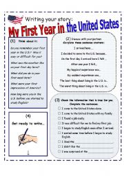 English Worksheet: WRITING Prompt : Writing My Story (Immigration) [2 pages]