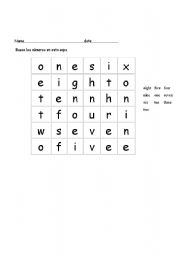 English Worksheet: nombres
