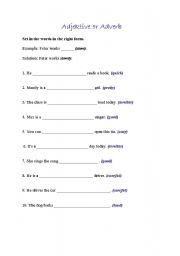 English Worksheet: Adjective or Adverb