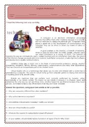 English Worksheet: TECHNOLOGY