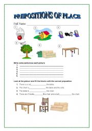 English Worksheet: prepositions of place