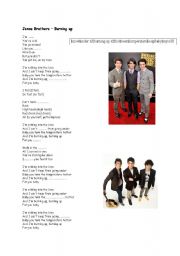 English Worksheet: !!! JONAS BROTHERS  !!! burning  up