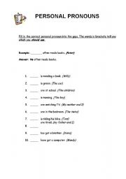 English worksheet: Personal pronouns