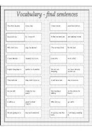 English worksheet: matching up parts of sentences.