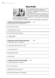English Worksheet: Past Simple Test - Mandela (for French Students)