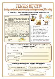 English Worksheet: TENSES REVIEW (two pages)